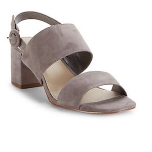 Gray Suede Block Heel Sandals - 424 Fifth Saddie